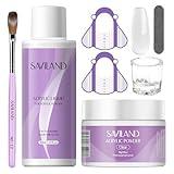 SAVILAND Acrylic Nail Kit – 30g Clear Acrylic Powder & 60ml Acrylic Liquid Set with Nail Brush Nail Forms Tools Extension Nail Kit for Beginners with Everything for Home DIY Salon Nails Application