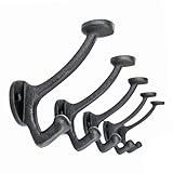 Ambipolar 5-Pack Vintage Decorative Cast Iron Wall Mounted Coat Hooks, Heavy Duty Black Hooks for Coats, Hats, Purse, Towels, Modern Farmhouse Decorative Hooks Black