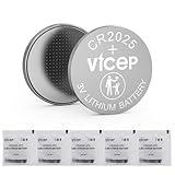 ViCep 5-Pack CR2025 Battery CR 2025 Batteries 3V Lithium Coin Cell for Car Key Fob, Watches, Remote Control, Alarm Sensor & More, Individual Wrapped