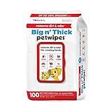 Petkin Pet Wipes for Dogs and Cats, 100 Large Wipes - Removes Dirt & Odor Like Washing Hands - Cleans Ears, Face, Butt, Eye Area - Convenient, Ideal for Home or Travel - 1 Pack of 100 Wipes