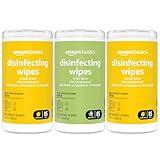 Amazon Basics Wipes, Lemon & Fresh Scent, Sanitizes, Cleans & Deodorizes, 255 Count (3 Packs of 85)