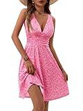OURIN Dress for Wedding Guest Pink Baby Shower Graduation Easter Dresses Flattering Sundress Summer Spring Outfits(Floral-33,Medium)