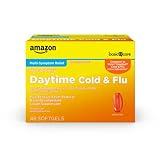 Amazon Basic Care Daytime Cold and Flu Relief Liquid Caps Softgel, Non-Drowsy Cold Medicine, Relief of Pain, Fever, Cough, Sore Throat, Nasal Congestion, 48 Count