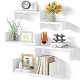 SRIWATANA Floating Shelves for Wall, Wall Shelves for Bathroom, Bedroom, Living Room, Kitchen, Office, Wood Shelves for Wall Decor Set of 5 (Washed White)