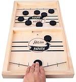 HELLO PAPAYA Fast Sling Puck Game,Wooden Hockey Game,Desktop Battle Sling Hockey Table Game,Adults or Kids Slingshot Board Game Parent-Child Interaction Toys