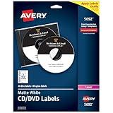 Avery Printable CD Labels, Matte White, Permanent Adhesive, Laser Printable, 40 Blank CD & 80 Blank Spine Stickers, Great for DVD, PC Discs, and More (5692)