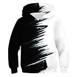 Black White Hoodies for Kids School Clothes Boys 3D Printed Pullover Hooded Sweatshirt Casual Graphic Tracksuit 8-11 Years