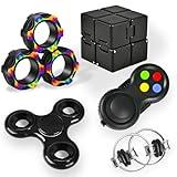 Dr.Kbder 5Pcs Fidget Toys Adults Set, Autism Sensory Pack with figette Cube Magnetic Rings Pad ADHD Stress Relief for Kids Teen, Cool Gadget Desk Spinner Christmas Stocking Stuffer