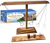 Ring Toss Game for Adults, Hook and Ring Game, Swinging String Hook & Ring Tabletop Battle Game, Outdoor & Indoor Game, Patio Décor Party Bar Game, Wooden Ring & Hook Game, Fun Games for Adults