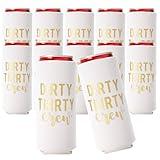 Dirty Thirty Crew Can Coolers Set of 12, Dirty 30 Birthday Decorations for Him and Her - 30th Birthday Party Favors, Party Favors for Women and Men