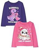 The Children's Place baby girls The Children's Place and Toddler Long Sleeve Graphic T- 2-pack T Shirt, Mom/Animal, 12-18 Months US