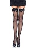 Leg Avenue womens Satin Bow Fishnet Thigh Highs Hosiery, Black, One Size US