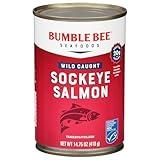 Bumble Bee Canned Red Sockeye Salmon, 14.75 oz Can - Premium Wild Caught Salmon with Skin & Bones - 20g Protein - MSC Certified Sustainable Seafood, Non-GMO, Gluten Free, Kosher