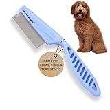 Dog Face Comb, Flea Comb for Dogs, Fine Tooth Tear Stain Remover Metal Comb, Removes Crust, Mucus, and Stains, Face Brush for Poodles & Other Breeds, Grooming Comb for Pets, Small [We Love Doodles]