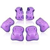 Kids/Youth Knee Pad Elbow Pads Guards Protective Gear Set for Roller Skates Cycling BMX Bike Skateboard Inline Skatings Scooter Riding Sports (Purple, Medium(9-15 years))