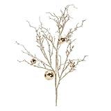 Melrose Flocked Sleigh Bells Christmas Twig Branch Spray - 25" - Set of 6