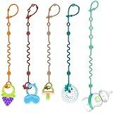 LittleHugs Toy Straps for Baby, 5pcs Adjustable Toy Holder for Stroller Accessories, Silicone Tether Pacifier Clip, No Throw Travel Essential Leash for High Chair, Car Seat (5-Pack)