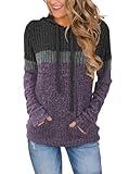MixShe Sweaters for Women Fall 2025 Fashion Hoodies Tops Long Sleeve Shirts Dressy Casual Sweatshirts Trendy Tunics Laides Outfits Clothes Darkgray Gray Purple X-Large