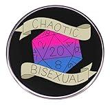 Chaotic Bisexual Neutral Twenty Multi Sided Die Dice Chaos Character Alignment Dragon Sword Fantasy Dungeon Game Gay LGBTQ Pride Colors Flag 1.2" Enamel Pin Badge