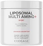 Codeage Liposomal Multi Amino Powder Supplement - BCAA & EAA Supplement All 9 Essential Amino Acids, Branched-Chain Amino Acid, Pre & Post Workout, Unflavored, Liposomal Delivery, Non-GMO, 6.15 oz