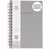 Daily Work Journal – Monthly Undated Planner with 25 Guided Prompts for Career Clarity, Goal Setting & Productivity – Gray Linen Hardcover Journal for Professionals, Students & Entrepreneurs