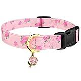 Cotton Handmade Dog Collar Cute and Distinctive Patterns Pink Rose with Pendant Cute Dog Collars for Small Medium Large Dogs Girl Dogs Boy Dogs M