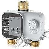 [2026 Upgrade] 2 Zone Sprinkler Timer with Brass Inlets & Outlets, Unistyle Programmable Water Timer for Garden Hose, IP55 Waterproof Hose Timers with Manual Irrigation Timers for Yard and Lawn Patio