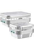 NEEBAKE 24 Pack Disposable Aluminum Pans with Lids Combo Set- 12 Large 9x13 Foil Pans Half Size & 12 Small 8x8 Tin Foil Baking Pans, Tin Trays Containers for Meal Prep, Food Cooking, Roasting, Heating