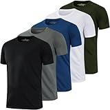 HovSiyla 5 Pack Running Shirts Men Sport Tops Dry Fit Gym Wicking Athletic T Shirts Breathable Cool Workout Shirts L