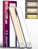 2 Pack Under Cabinet Lighting, 3 Color Temperature Motion Sensor Light Indoor, 2200mAh Rechargeable Closet Lights Motion Sensored, Adjustable Brightness, Under Counter Lights for Kitchen