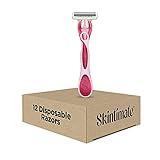 Skintimate Raspberry Rain Disposable Razors for Women, 12 Count Pink