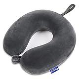 Travel Pillow Memory Foam for Airplanes - Neck Pillow for Traveling, Car, Home, Flight Pillow for Sleeping with Attachable Snap Strap Soft Washable Cover, Provide Head Neck Support Rest, Dark Gray