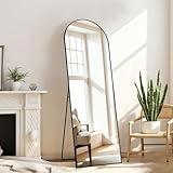 Simple Deluxe Arched Full Length Mirror, Floor Mirror with Stand, 59"x16" Large Mirror, Wall Mirror Full Length, Body Floor Mirror, Wall Mounted Mirror for Bedroom, Black