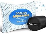 Small Cooling Shredded Memory Foam Pillow for Travel & Camping, Compressible Adjustable Gel Bed Pillow Washable Cover, Medium Firm Neck Lumbar Support, Ideal Sleeping,Car,Airplane,Toddler,Backpacking