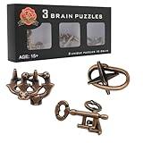 Brain Teaser Puzzles, 3 in 1 Metal Disentanglement Unlock Puzzle Set for Adults and Teenagers (Standard Edition)