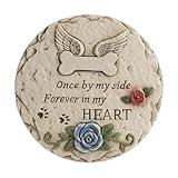 Bechivie Pet Memorial Stone for Loss Dog or Cat, Dog Passing Away Sympathy Bereavement Gifts, Pet Grave Markers with Paw Prints Funerary Headstones Outdoor Garden