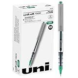 Uniball Vision Rollerball Pens, Green Pens Pack of 12 - 0.7mm Fine Point Medium Ink - Japanese Pens, Smooth Writing Pens, School & Office Supplies