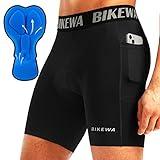 Men's 4D Padded Bike Shorts Cycling Underwear Biking Bicycle Road Riding Cycle Biker Padding Shorts for Men Side Pockets(Black,M)