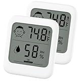 HATUSOKU Pack of 2 Digital Thermometer and Hygrometer with Comfort Face Display, Hygrometer, Stand, Magnet, Hanging, Simple, Infectious Disease Prevention, Heat Stroke Prevention