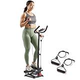 Sunny Health & Fitness Smart Stepper Stair Climber Exercise Machine for Home with Handlebar and Resistance Bands, Compact Space Saving Connected Fitness with SunnyFit App - SF-S023056