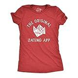 Womens The Original Dating App T Shirt Funny Cootie Catcher Joke Tee for Ladies Funny T Shirts Cool Sarcastic Top Women's Novelty Tees Red - APP XL