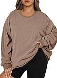 Eytino Women Plus Size Long Sleeve Crewneck Sweatshirt Casual Comfy Fall Fashion Outfits Clothes,5X Smoke Gray