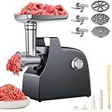 Upgraded Electric Meat Grinder, 3000W Max Home Kitchen Meat Grinder with Handle, Meat Grinder Heavy Duty with 3 Blades and 3 Grinder Plates, Sausage Stuffer Tubes & Kubbe Kit, Black