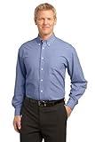 Port Authority Plaid Pattern Easy Care Shirt, Navy, M