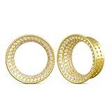PONWAG 1 Pair 0g 00g 8mm-30mm Classic Ear Gauge Luxury White Zircon Hollow Ear Plug Gauges Single Flare Tunnels For Ear Stretcher Expander Women Body Piercing Jewelry