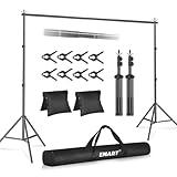 EMART Backdrop Stand 10x8.5ft(WxH) Photo Studio Adjustable Background Stand Support Kit with 2 Crossbars, 8 Backdrop Clamps, 2 Sandbags and Carrying Bag for Parties Events Decoration