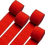 Pack of Red Crepe Paper Streamers 4 Rolls 328ft, Red Crepe Paper for Birthday Party Decorations Wedding Graduation Theme Anniversary Engagement Bachelorette Carnival Casino Bridal Shower Xmas Decors