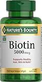 Nature's Bounty Biotin, Vitamin Supplement, Supports Metabolism for Cellular Energy and Healthy Hair, Skin, and Nails, 5000 mcg, 150 Softgels