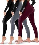 3 Pack Leggings for Women-No See-Through High Waisted Tummy Control Yoga Pants Workout Running Legging Small-Medium