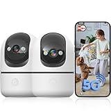 JWQPO Indoor Camera 5G&2.4G WiFi Cameras for Home Security Instant 911 Alert, 360° Pan/Tilt Baby Monitor/Dog/Pet Camera AI Motion Detection Night Vision, Speaker, US Cloud Storage (2Pack)